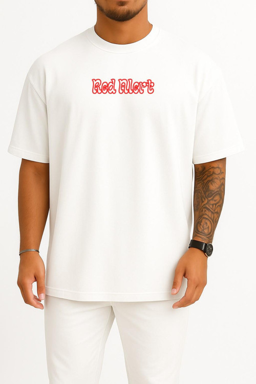 Oversize Red Alert Yabancı Dizi Göğüs Baskılı Unisex T-Shirt
