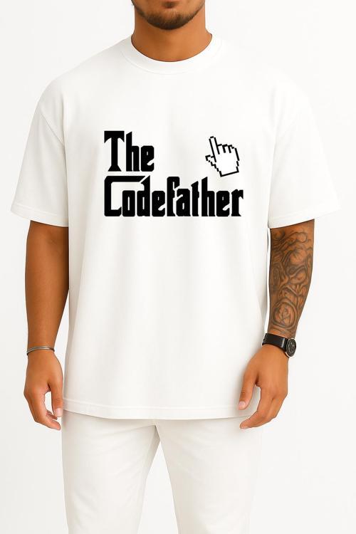 Oversize The Codefather - Bilgisayar Programcısı Göğüs Baskılı Unisex T-Shirt
