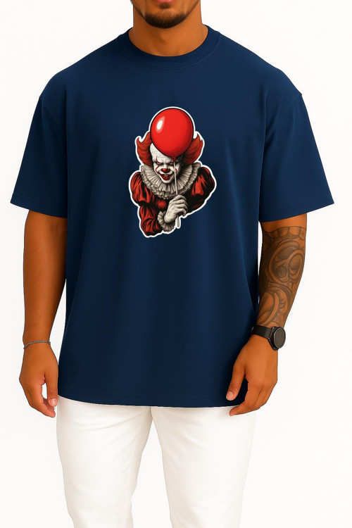 Oversize Pennywise Göğüs Baskılı Unisex T-Shirt