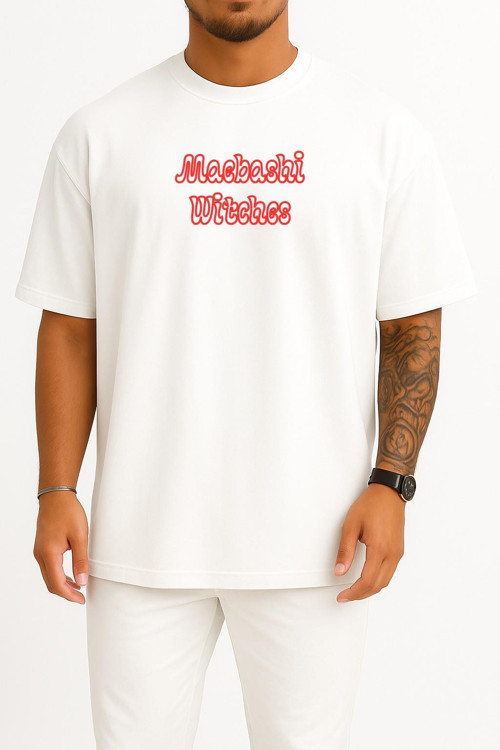 Oversize Maebashi Witches Anime Göğüs Baskılı Unisex T-Shirt