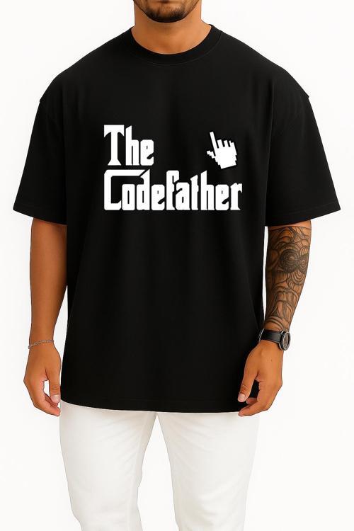 Oversize The Codefather - Bilgisayar Programcısı Göğüs Baskılı Unisex T-Shirt
