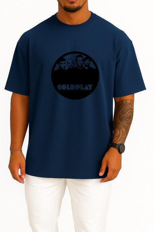 Oversize Coldplay Rock Grup Göğüs Baskılı Unisex T-Shirt
