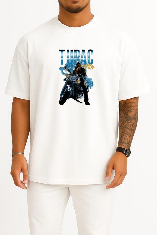 Oversize Tupac All Eyez On Me Göğüs Baskılı Unisex T-Shirt