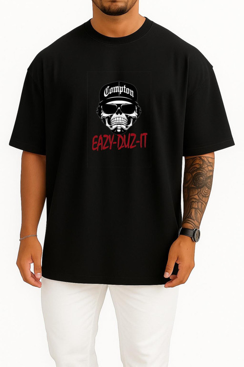 Oversize Eazy Duz İt Eazy E Göğüs Baskılı Unisex T-Shirt