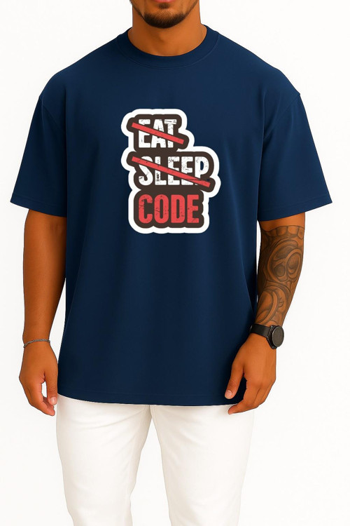 Oversize Yeme Uyuma Sadece Kod Yaz Yazılımcı - Programmer Göğüs Baskılı Unisex T-Shirt