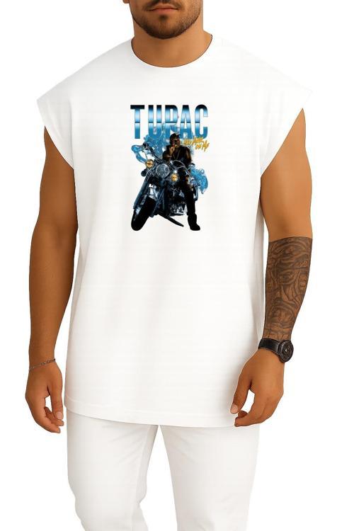 Oversize Tupac All Eyez On Me Göğüs Baskılı Atlet