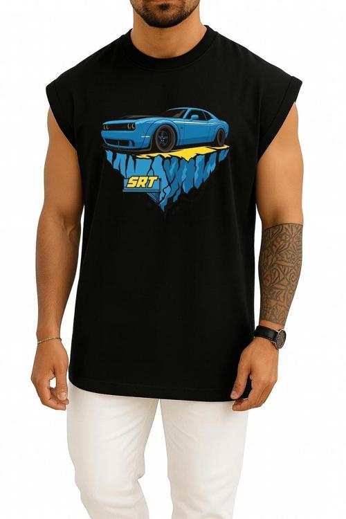 Oversize Dodge Srt Göğüs Baskılı Atlet