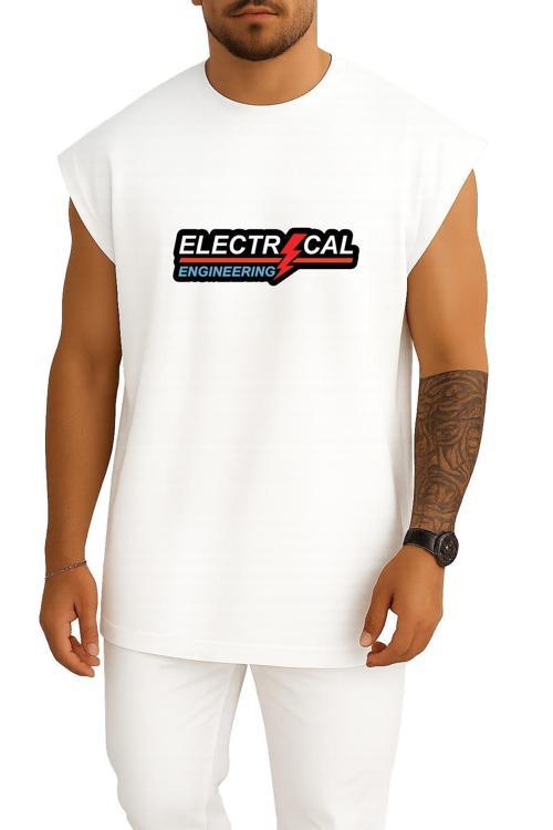 Oversize Elektrik Mühendisi Göğüs Baskılı Atlet