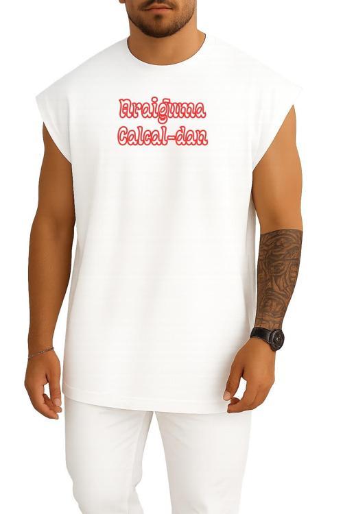 Oversize Araiguma Calcal‑Dan Anime Göğüs Baskılı Atlet