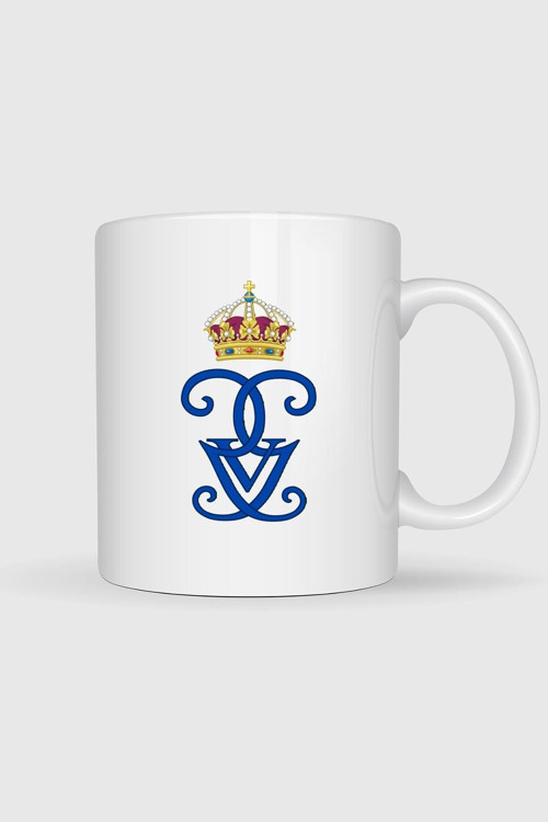 İsveçli Gustaf V Royal Cypher Monogram Monarch Baskılı Kupa Bardak