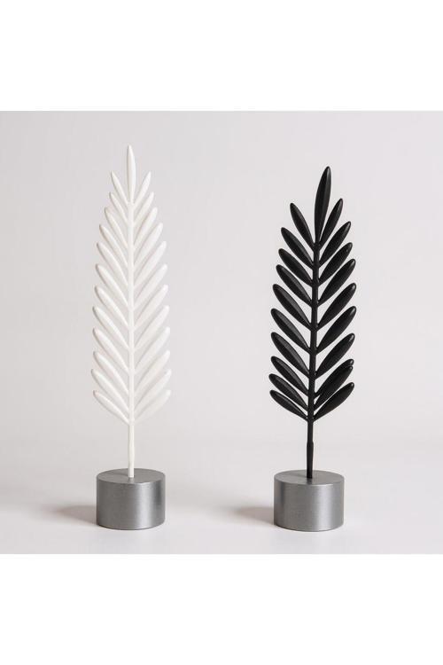 İskandinav Tarzı Zeytin Dalı Yaprak Heykel , Dekoratif – 2’Li Siyah & Beyaz Dekor, Hediye Önerisi