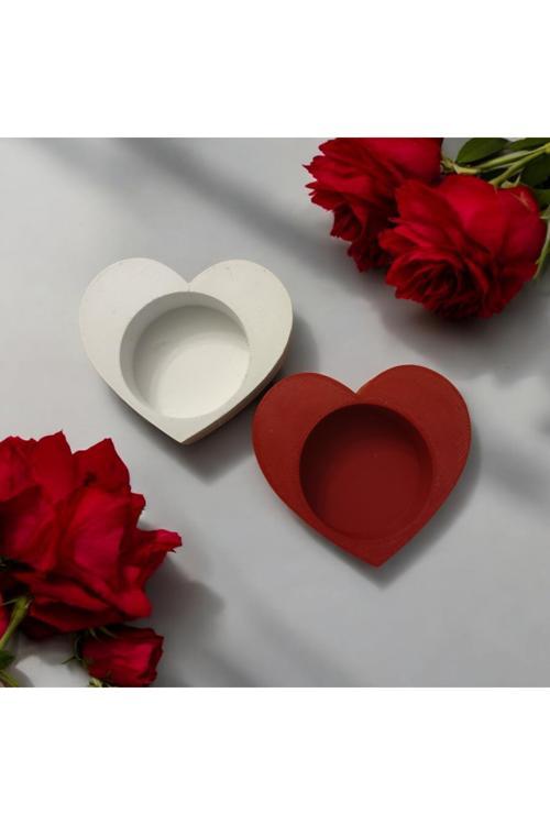 2Li Kalp Tealight Mumluk Sevgililer Günü Kırmızı Ve Beyaz Hediyelik Yıldönümü