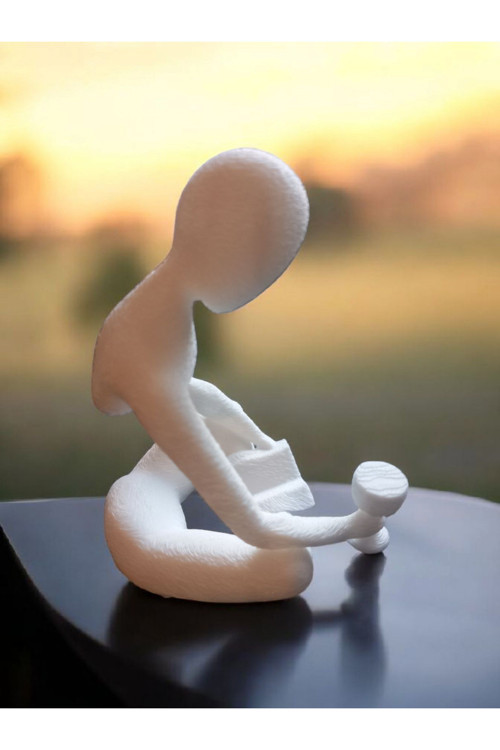 İskandinav Tarzı Filozof Kitap Okuyan Figür Dekoratif Biblo 3D