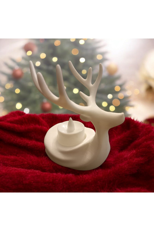 Geyik Tealight Mumluk Geyik Dekoru Yeni Yıl Hediyesi Kış Dekoru Geyik Biblo Konsol Sehpa Balkon Süsü