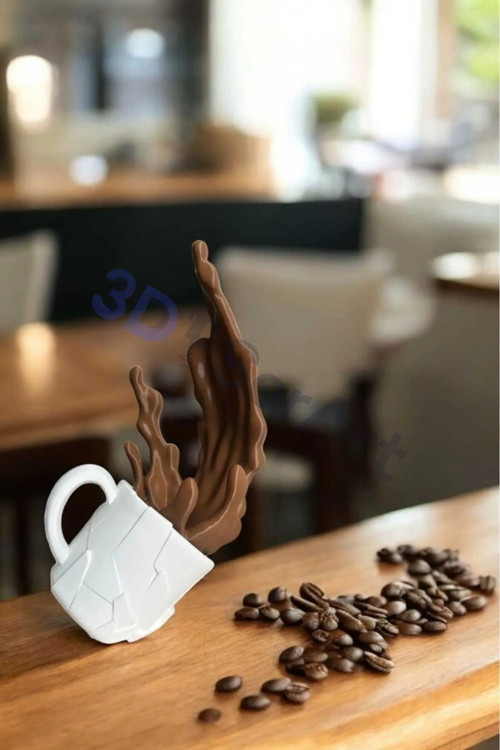 Sıçrayan Dekoratif Dökülen Kahve Figürü - Kahve Köşesi - Coffee Corner 20Cm
