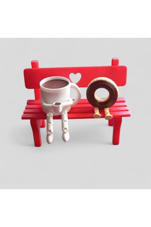 Kahve & Donut Sevimli Dekor Figür Seti İkili,Dekoratif,Hediye Fikri