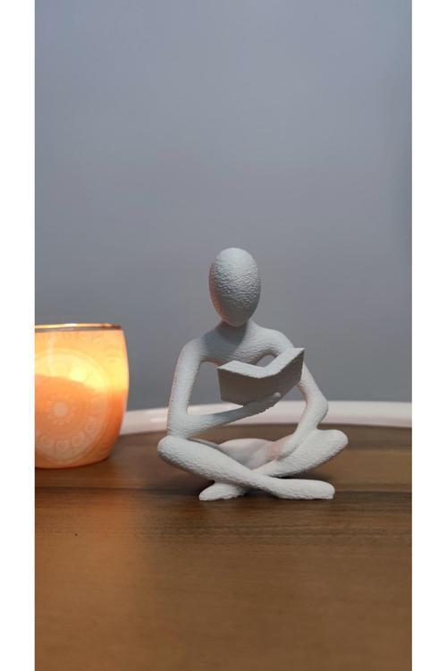 Kitap Okuyan İskandinav Tarzı Biblo Heykel Figür Dekor Dekorasyon 3 Boyutlu