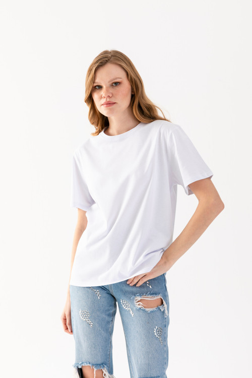 Unisex T-Shirt, Kısa Kollu Oversize T-Shirt, Pamuklu Siyah Bisiklet Yaka Oversize Tişört.