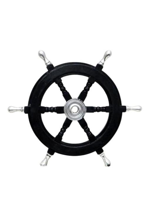 Denizcilik Grubu Marine Pirinç Aksesuar-Ahşap Dümen-61*61*5 Cm-Jttr2391