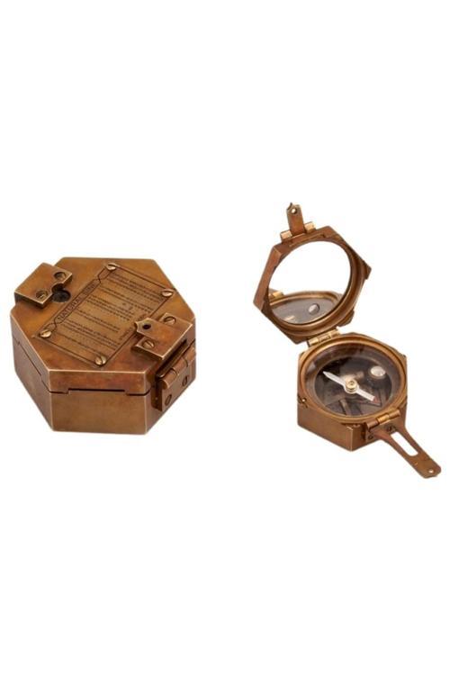 Denizcilik Grubu Marine Pirinç Aksesuar-Kutulu Pusula-6,5*7*3,5 Cm-Jttr1547