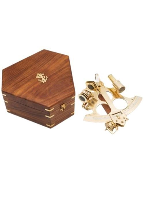 Denizcilik Grubu Marine Pirinç Aksesuar-Kutulu Sextant-15*17*8 Cm-Jttr2708