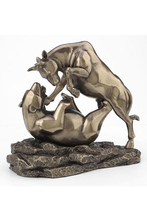 Veronese Serisi Boğa Ayı Dövüşü Biblo 19X9,5X16 Cm | Dekoratif Obje