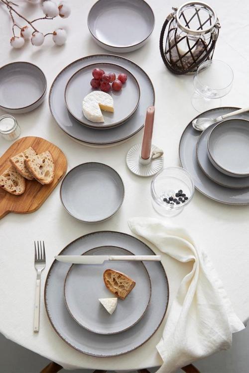 Moderna 24 Parça 6 Kişilik Yemek Takımı Gri