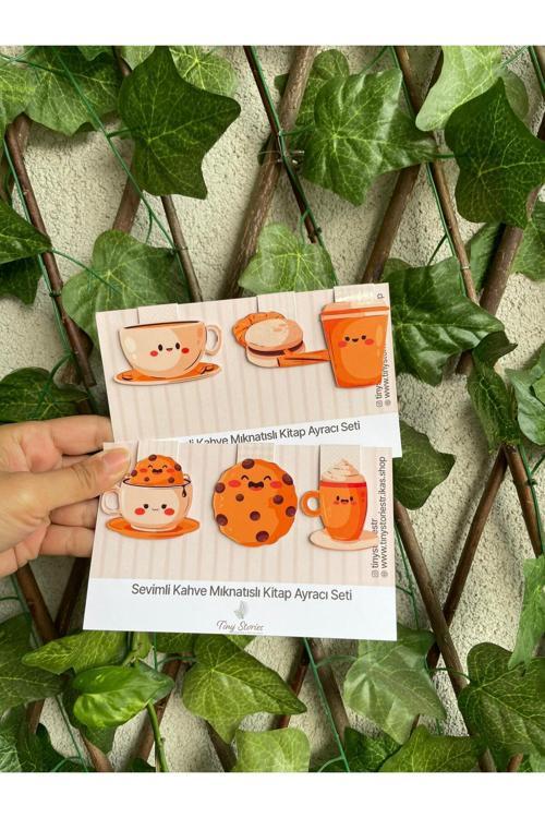Mıknatıslı Kitap Ayracı Kahve Temalı - 6 Adet