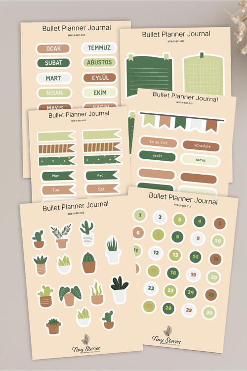 Bullet Journal Sticker Seti - 6 Sayfa / Ajanda, Scrapbook, Journal
