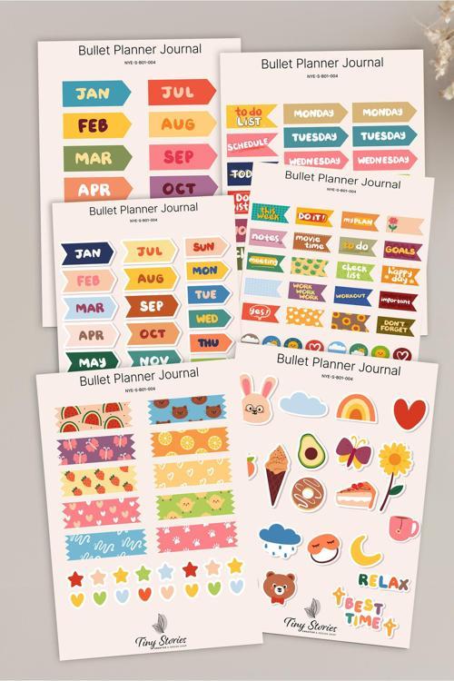 Bullet Journal Sticker Seti - 6 Sayfa / Ajanda, Scrapbook, Journal