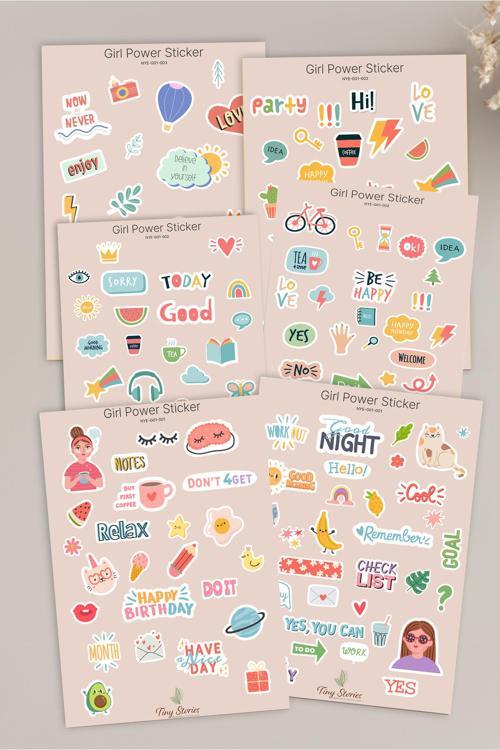 Girl Sticker 6'lı Set - Scrapbook