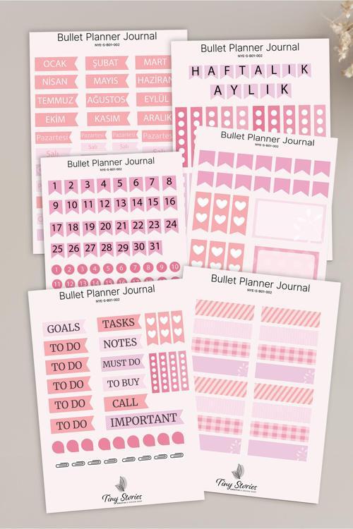 Bullet Journal Sticker Seti - 6 Sayfa / Ajanda, Scrapbook,