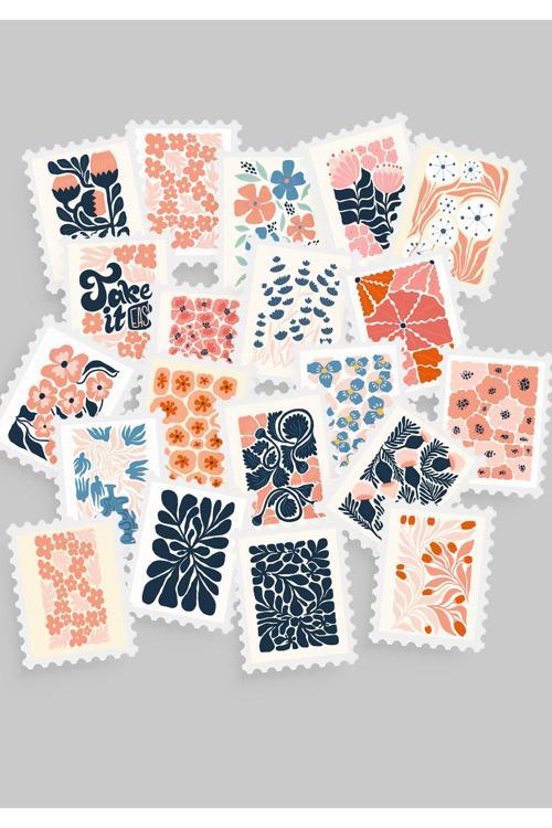 Çiçek & Botanik Temalı Pul Sticker Seti 20'li - Bullet Journal Ajanda Scrapbook