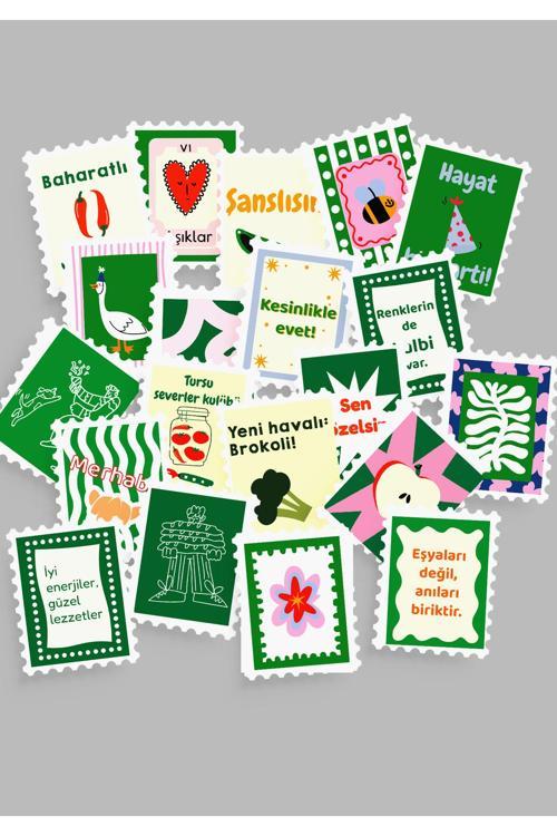 Renkli Pul Sticker Seti 20'li - Bullet Journal Ajanda Scrapbook