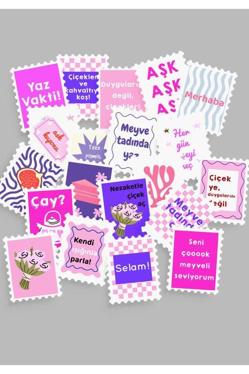 Renkli Pul Sticker Seti 20'li - Bullet Journal Ajanda Scrapbook