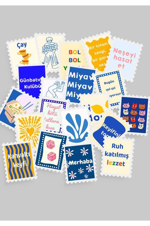 Renkli Pul Sticker Seti 20'li - Bullet Journal Ajanda Scrapbook