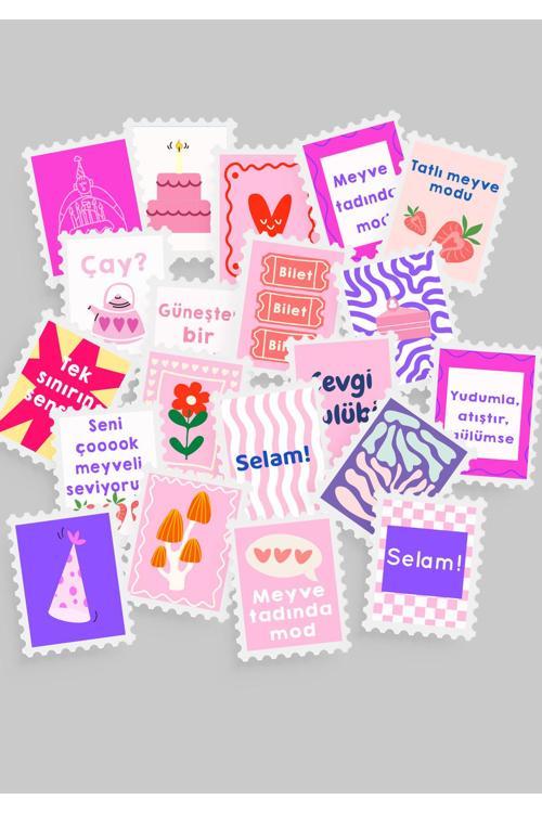 Renkli Pul Sticker Seti 20'li - Bullet Journal Ajanda Scrapbook