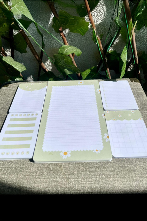 5’li Pastel Çiçekli Notepad – Not Defteri – Bloknot ( Check List )