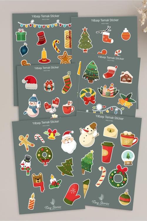 Yılbaşı Temalı Sticker Seti - 6 Adet / Ajanda, Defter,Bullet Journal,Scrapbook