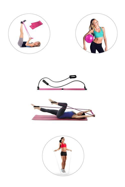 Portable Studio Pilates Egzersiz Çubuğu Pilates Denge Topu Pilates Bandı Atlama İpi