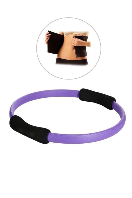 Sportif Mor Pilates Çemberi Ve Termal Bel Kemeri 2 Li Fitness Seti