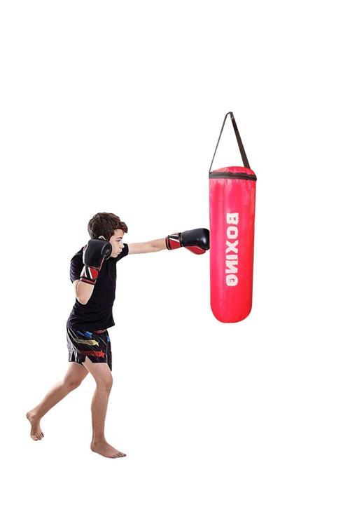 53 Cm X 20 Cm Hazır Dolu Kırmızı Çocuk Boks Kum Torbası