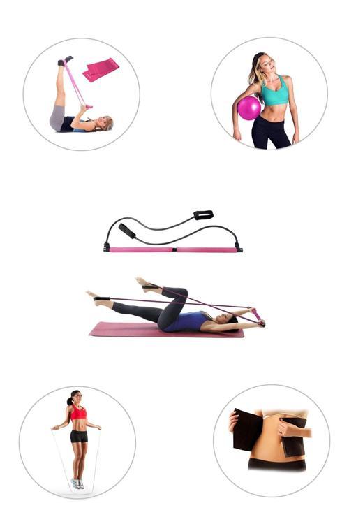 Portable Studio Pilates Egzersiz Çubuğu + Denge Topu + Band + Atlama Ipi + Kemer