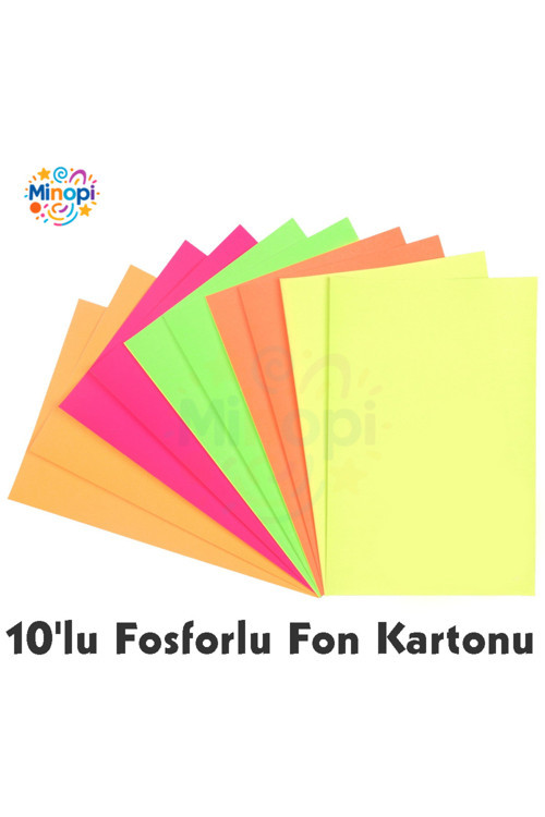 Fosforlu Fon Kartonu 50 X 70 120 G Karışık Renk 10'Lu Rulo