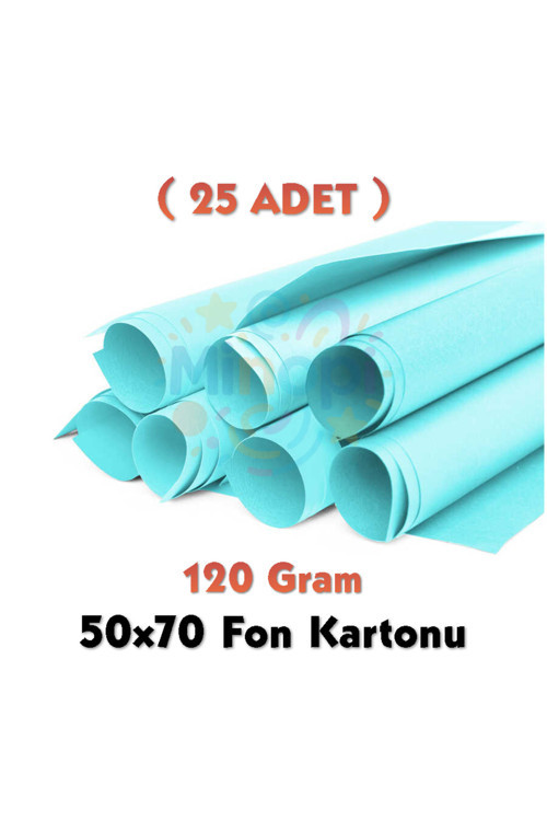 Açık Mavi Fon Kartonu 50X70 Cm 25'Li Paket 120 Gr Renkli Fon Kartonu
