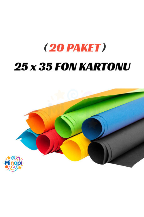 20 Paket 25X35 Fon Kartonu Paketi 10'Lu Hobi Tasarım Anaokulu Kreş Malzemesi