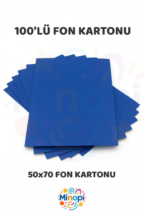 Koyu Mavi Fon Kartonu 50X70 Cm 100'Lü Paket Renkli Fon Kartonu Kalın Büyük Boy