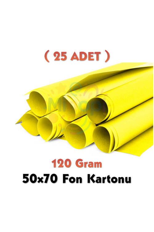 Sarı Fon Kartonu 50X70 Cm 25'Li Paket 120 Gr Renkli Fon Kartonu