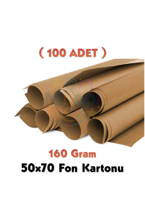 Kahverengi Fon Kartonu 50X70 Cm 100'Lü Paket 160 Gr Renkli Fon Kartonu