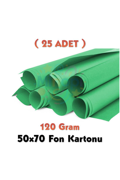 Koyu Yeşil Fon Kartonu 50X70 Cm 25'Li Paket 120 Gr Renkli Fon Kartonu